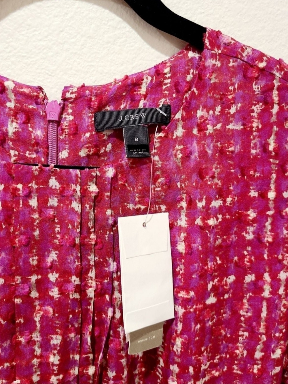 J. Crew Pink-Red Tweed Short-Sleeve Silk Dress - Picture 4 of 10